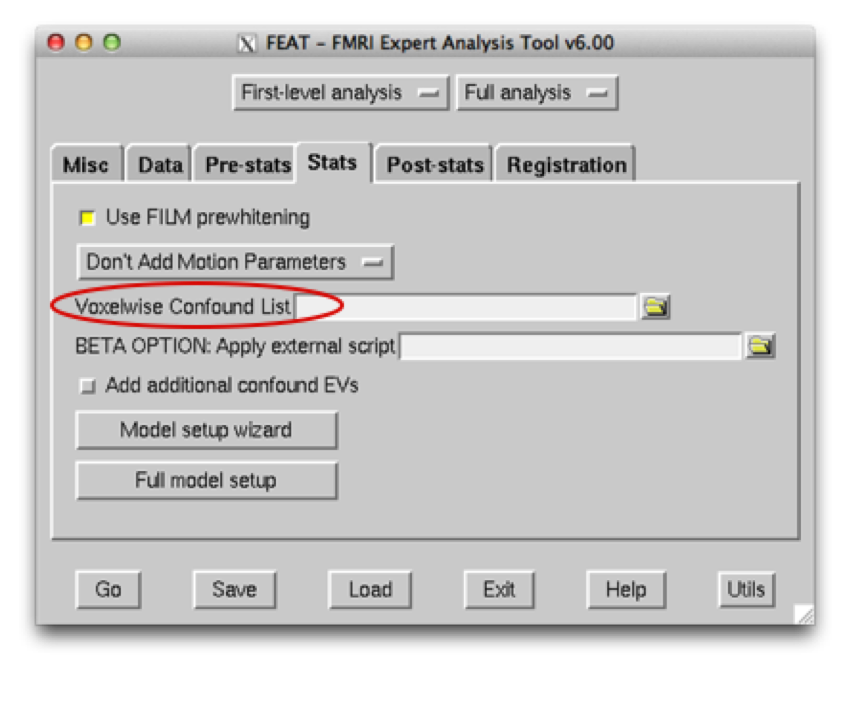 FEAT voxelwise confound entry